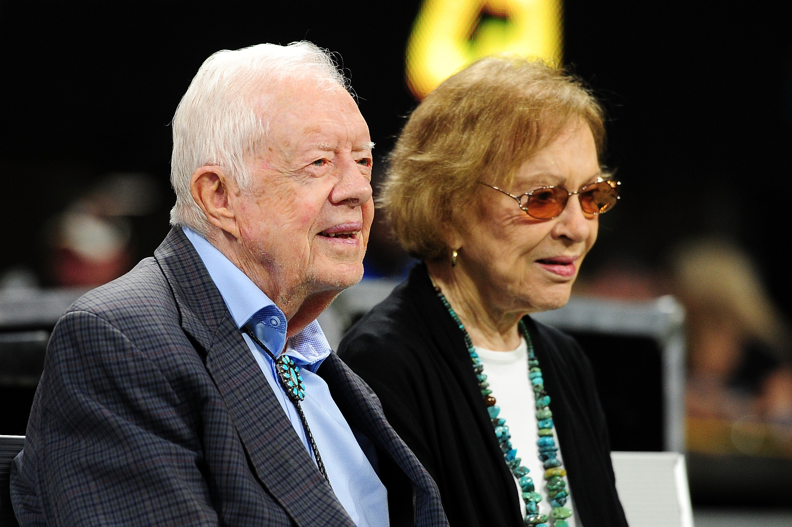 Former U.S President Jimmy Carter and former U.S. First Lady Rosalynn Carter at a game between the Atlanta Falcons and the Cincinnati Bengals in Atlanta, Georgia on September 30, 2018 | Source: Getty Images